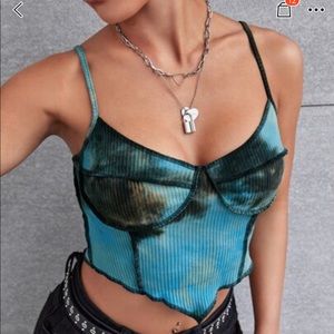 Tie dye rib-knit cami top